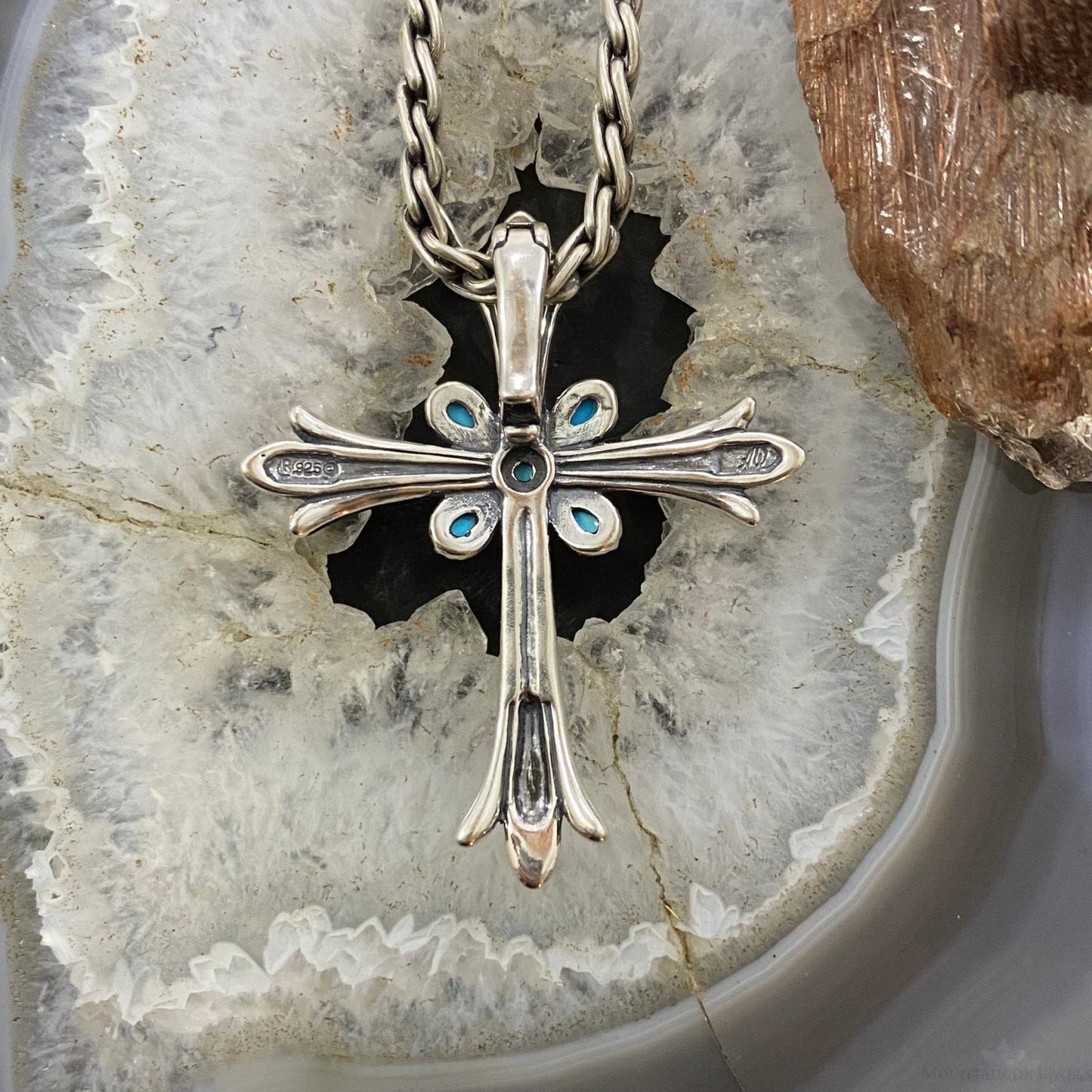 Carolyn Pollack Southwestern Style Sterling Silver Turquoise Cross Enhancer Pendant For Women