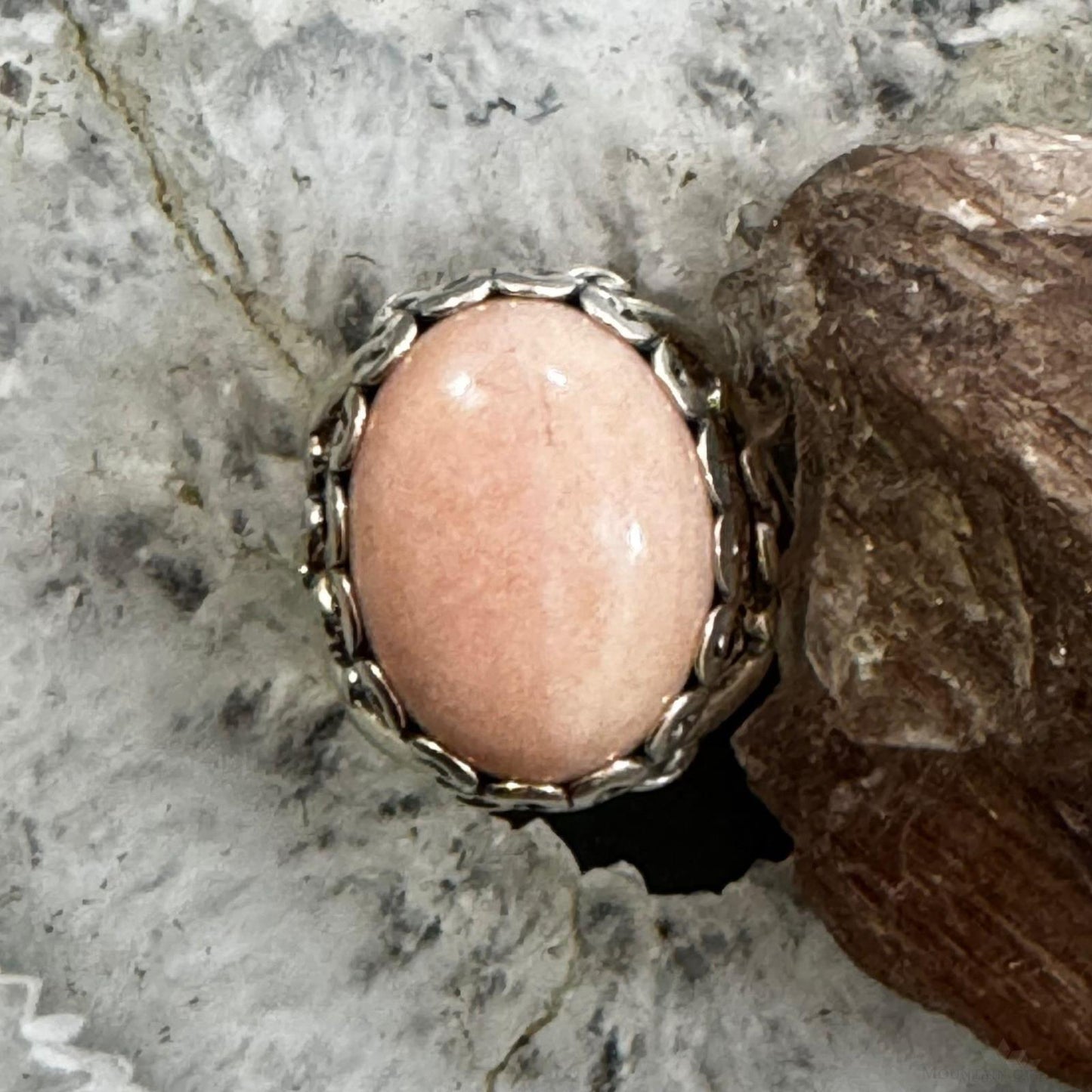 Carolyn Pollack Sterling Silver & Brass Oval Rhodonite Decorated Floral Ring For Women