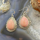 P. Skeets Native American Sterling Silver Pink Conch Shell Teardrop Dangle Earrings For Women