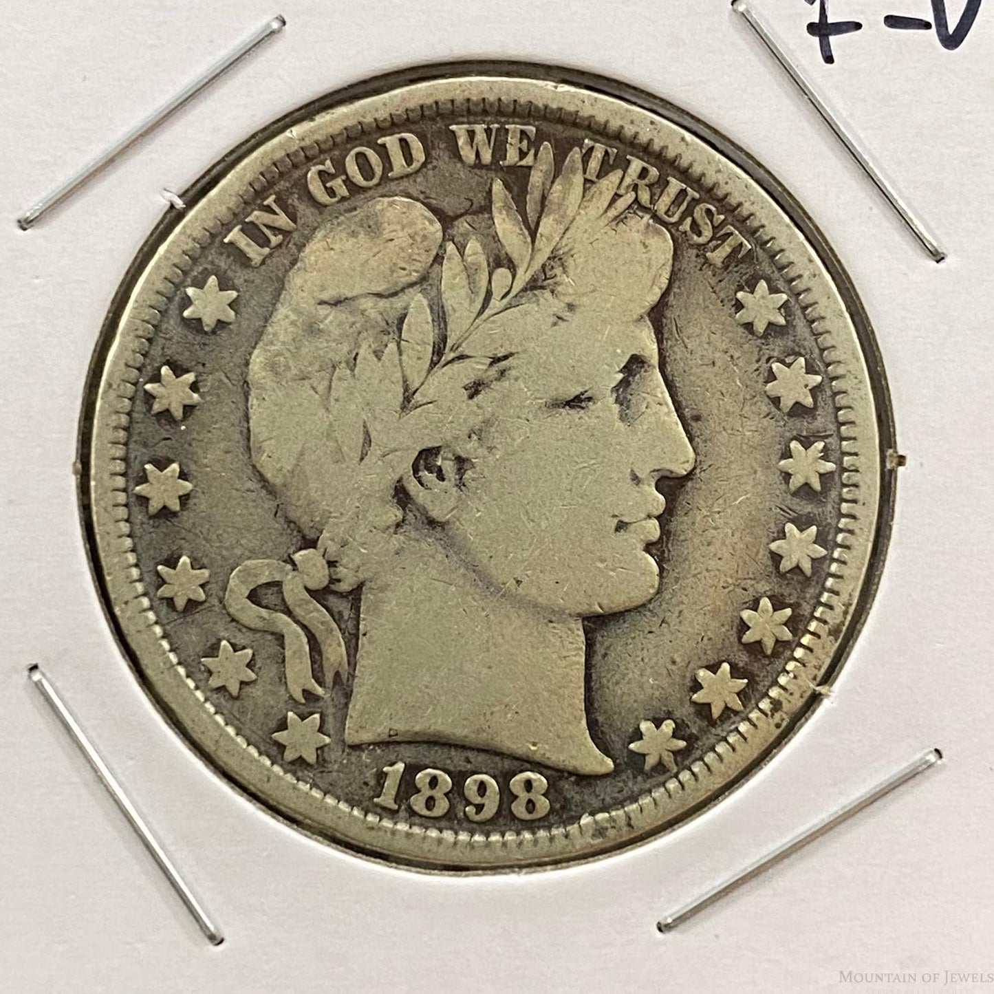 1898 US Barber Liberty Head Half Dollar F-VF Collectible Coin #41023-5E