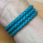 Carolyn Pollack Sterling Silver Teal Braided Leather Unisex Coil Wrap Bracelet