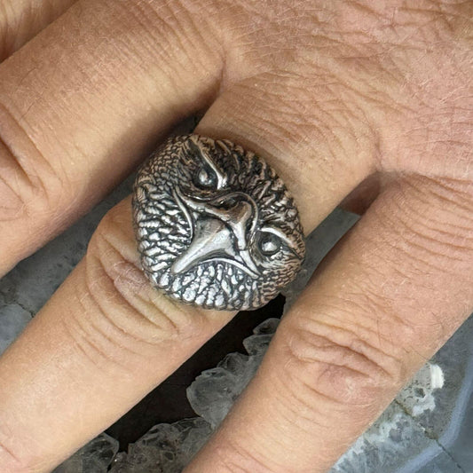 Carolyn Pollack Sterling Silver Engraved Eagle Head Various Sizes Ring For Men