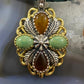 Carolyn Pollack Southwestern Style Sterling Silver & Brass Amber & Green Turquoise Pendant For Women