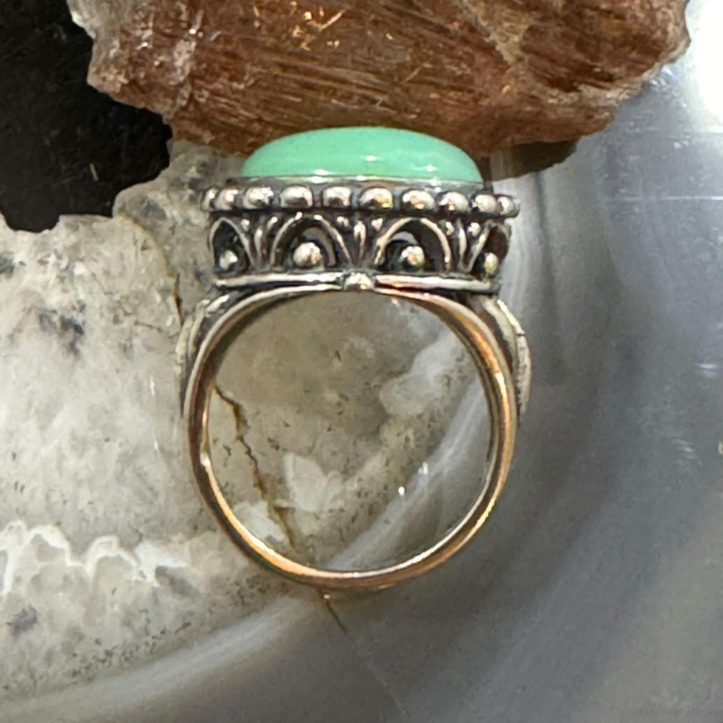 Carolyn Pollack Sterling Silver Oval Variscite Decorated Dome Ring For Women