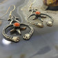 Kevin Billah Native American Sterling Silver Sandcast Coral Naja Dangle Earrings For Women #4