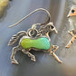 Native American Sterling Silver Turquoise Horse Dangle Earrings For Women
