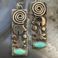 Alex Sanchez Native American Sterling Silver Turquoise Petroglyph Dangle Earrings For Women  #2