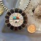 Vintage Zuni Native American Sterling Multistone Inlay Sunface Pendant/Brooch
