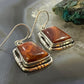Native American Sterling Silver Trapeze Spiny Oyster Dangle Earrings For Women