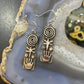 Alex Sanchez Native American Sterling Silver Rectangle Petroglyph Dangle Earrings For Women #6