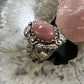 Carolyn Pollack Sterling Silver Oval Rhodochrosite Decorated Floral Ring For Women