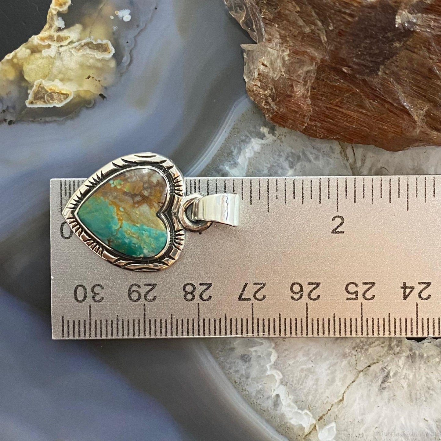Native American Sterling Silver Turquoise w/Matrix Heart Pendant For Women