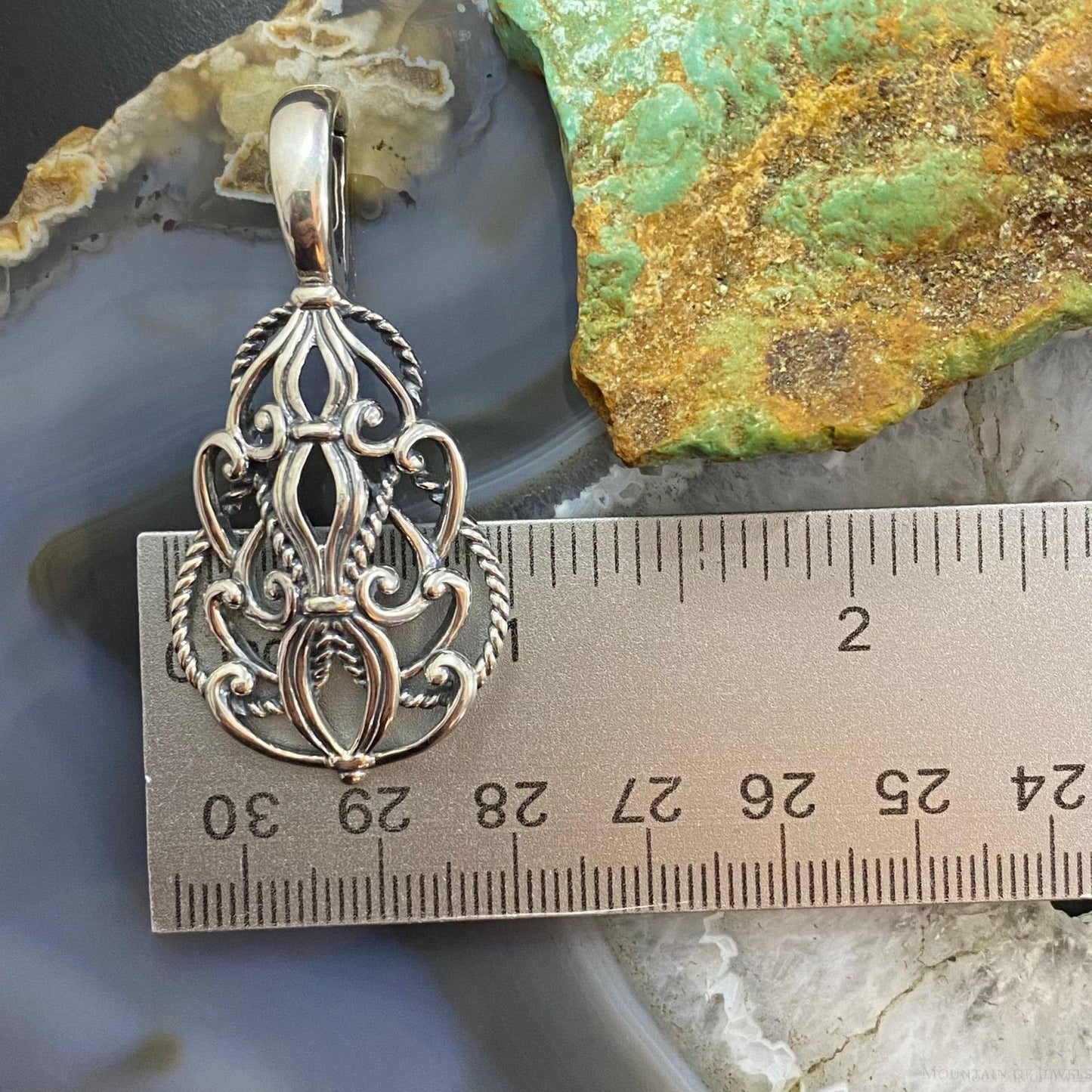 Carolyn Pollack Vintage Southwestern Style Sterling Silver Decorated Enhancer Pendant For Women