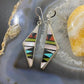 Sheryl Edaakie Zuni Native American Sterling Silver Multi Stone Inlay Earrings For Women #1