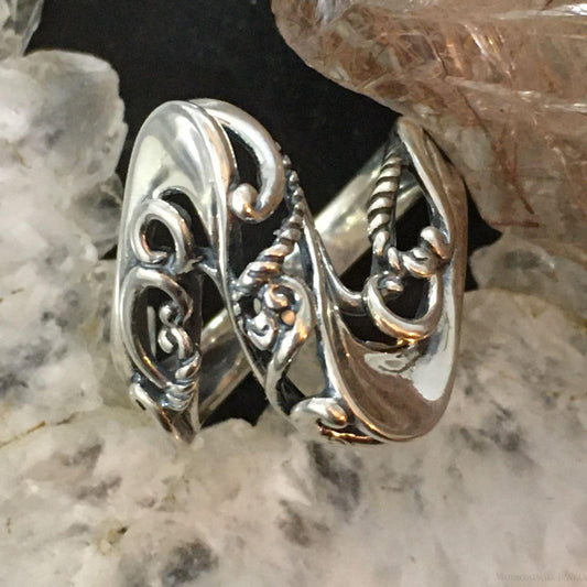 Carolyn Pollack Southwestern Style Sterling Silver Decorated Ring For Women Size 8.25