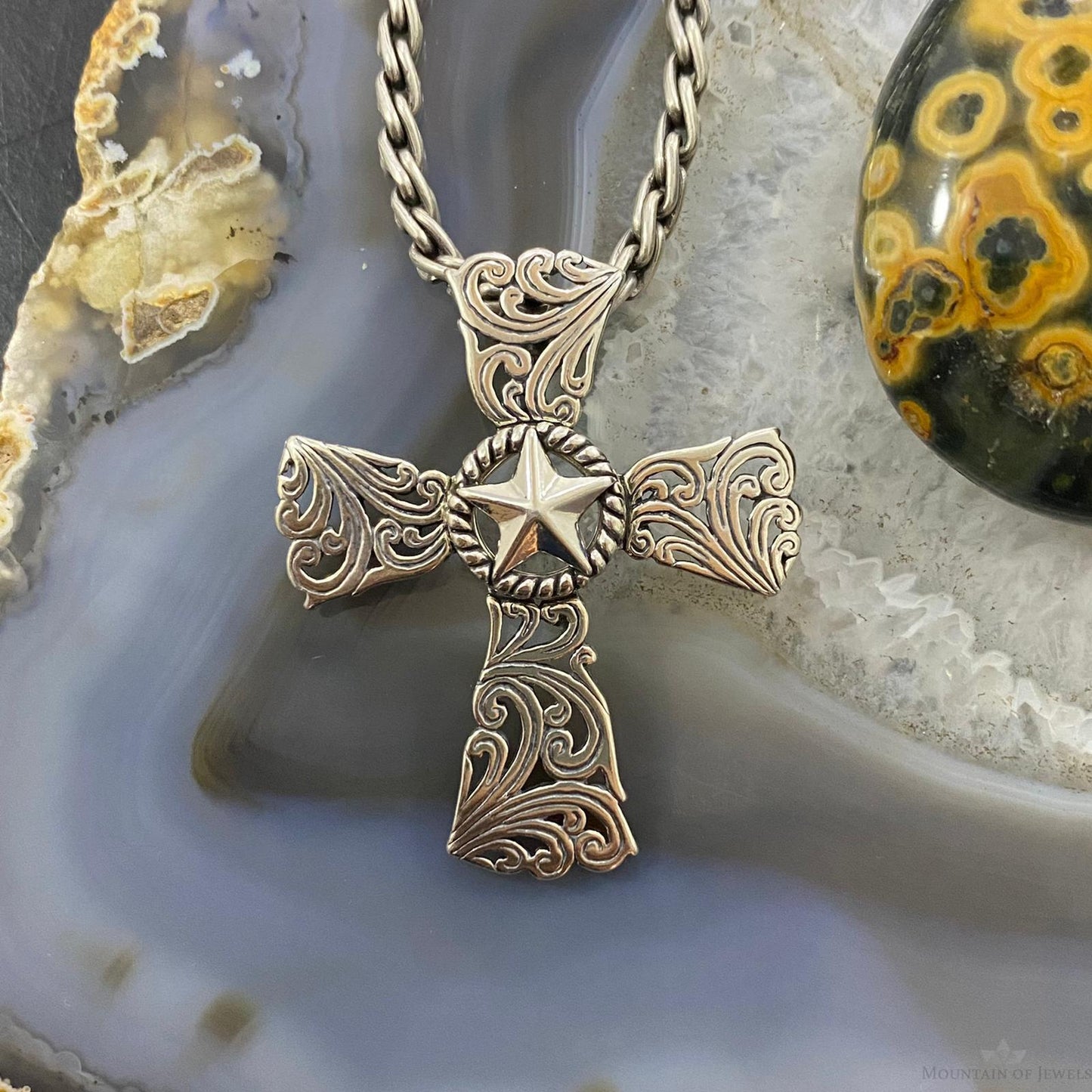 Carolyn Pollack Southwestern Style Sterling Silver Texas Star Cross Pendant For Women