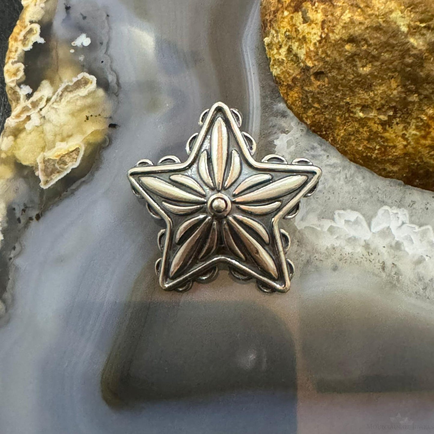 Carolyn Pollack Sterling Silver Engraved Decorated Star Unisex Pendant/Brooch