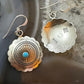 Native American Sterling Silver Turquoise Dot Flower Concho Dangle Earrings For Women