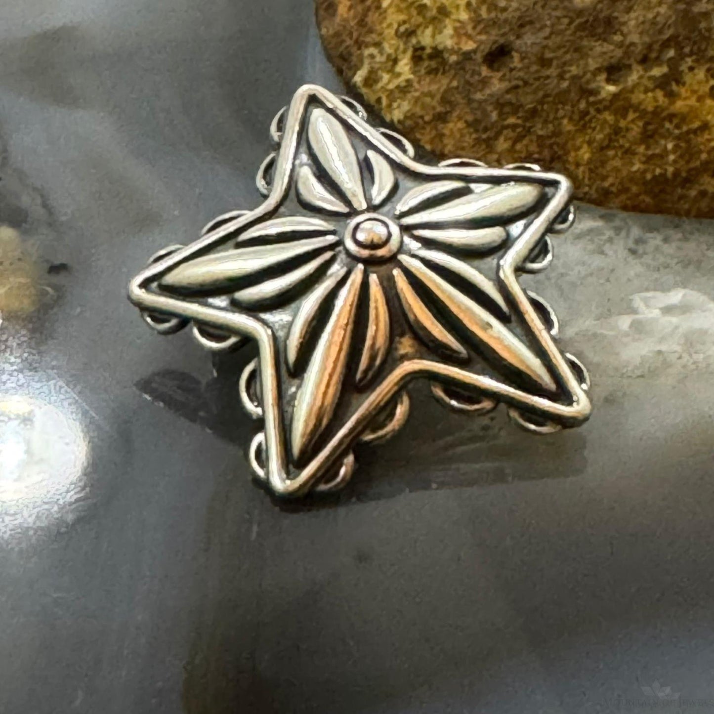 Carolyn Pollack Sterling Silver Engraved Decorated Star Unisex Pendant/Brooch