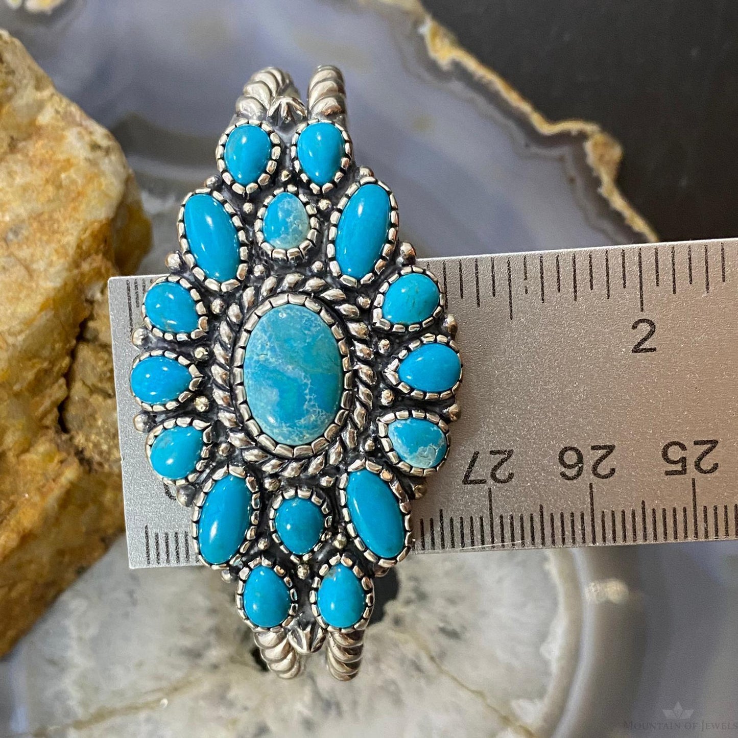 Carolyn Pollack Vintage Southwestern Style Sterling Silver Turquoise Cluster Bracelet For Women