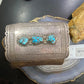 Antique Native American Silver, Leather & 3 Kingman Turquoise Ketoh Bow Guard