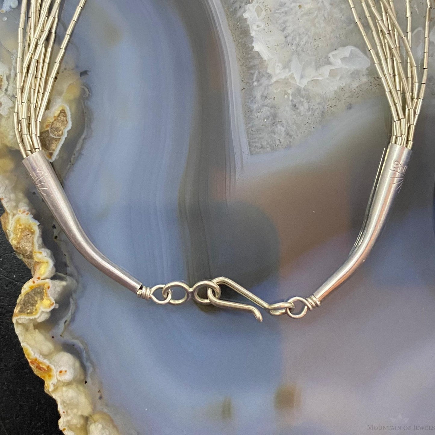Vintage Native American Sterling Silver Hopi Kokopelli Pendant w/Liquid Silver Necklace