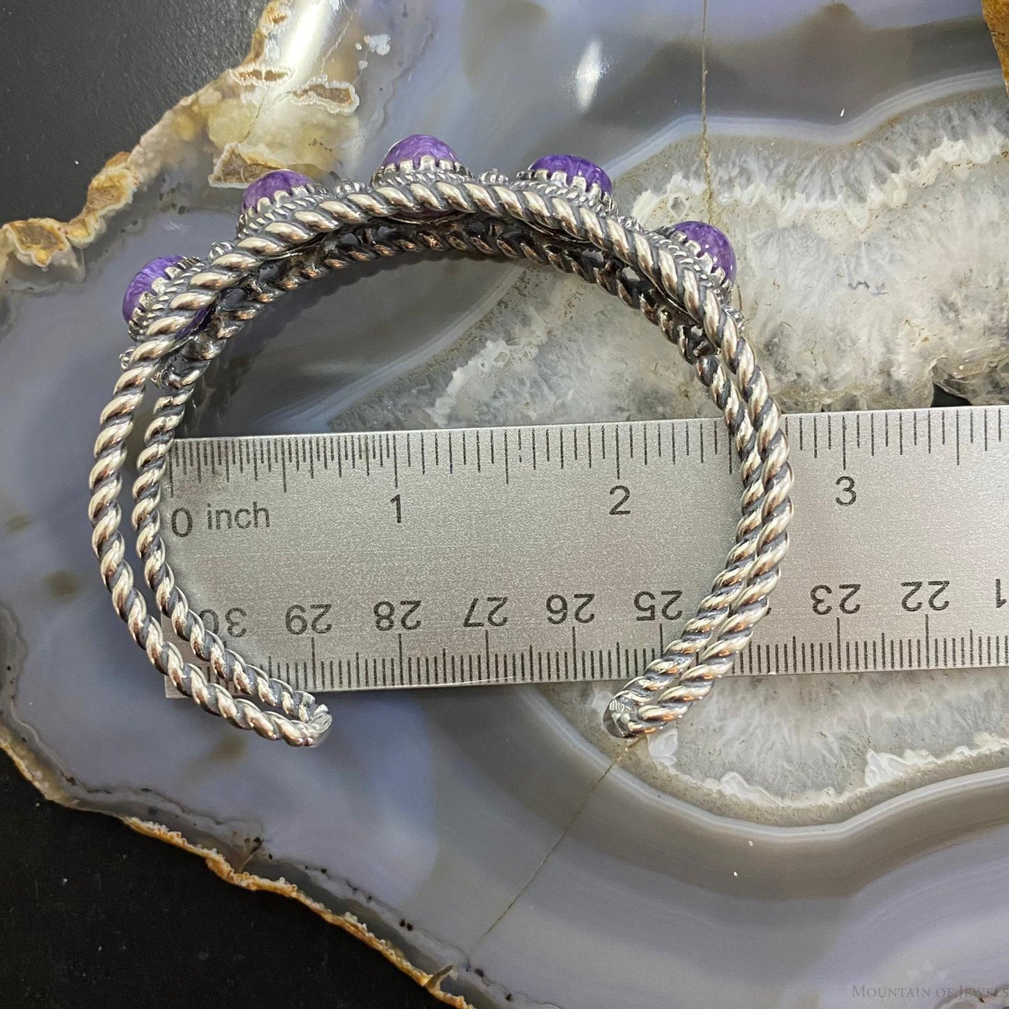 Carolyn Pollack Vintage Southwestern Style Sterling Silver Charoite Row Bracelet For Women