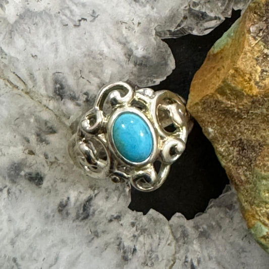 Carolyn Pollack Sterling Silver Sleeping Beauty Turquoise Decorated Ring For Women