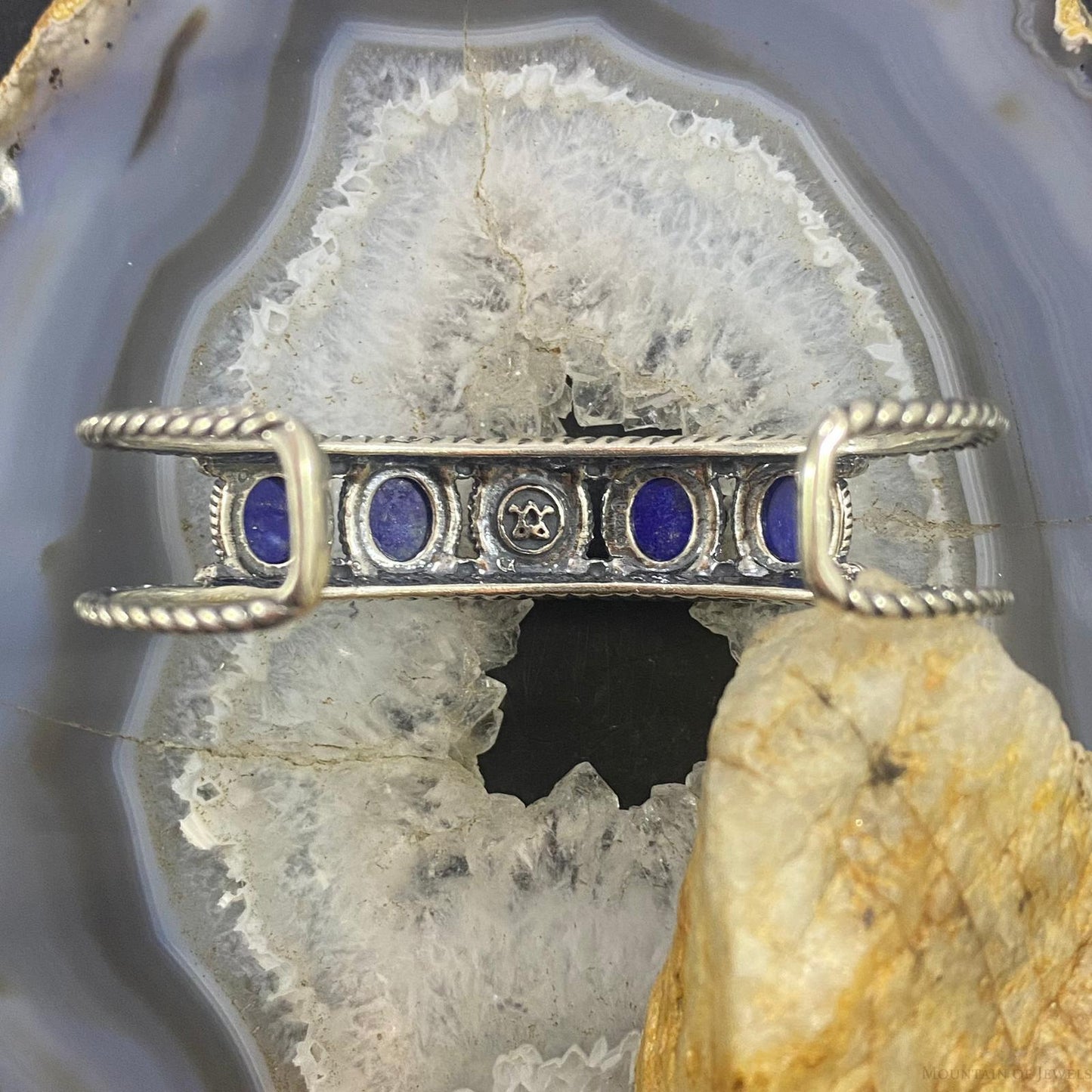 Carolyn Pollack Southwestern Style Sterling Silver Lapis Lazuli Row Bracelet For Women