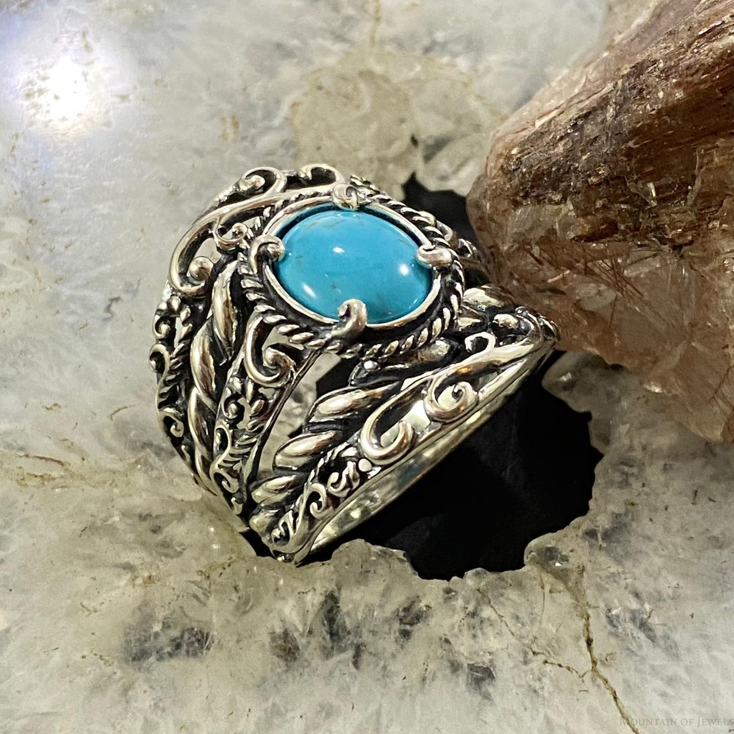 Carolyn Pollack Southwestern Style Sterling Silver Oval Turquoise Decorated Shield Ring Size 10.25 For Women