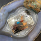 Native American Sterling Silver Turquoise & Coral Stamped Unisex Belt Buckle #1