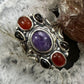 Carolyn Pollack Sterling Silver Multi Gemstone Decorated Ring Size 8 For Women