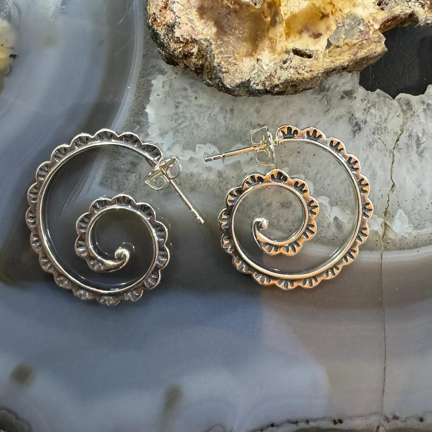 Carolyn Pollack Sterling Silver Stamped Spiral Post Earrings For Women