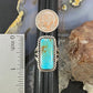 Native American Sterling Silver Rectangle Kingman Turquoise Bar Ring Size 8 For Women