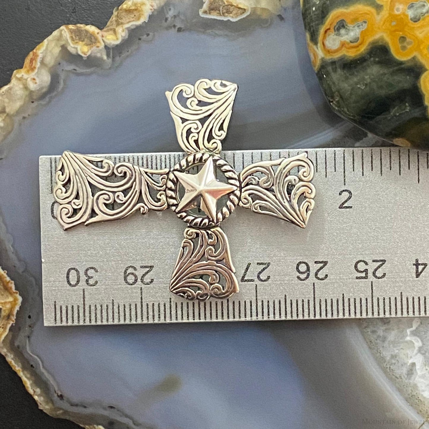 Carolyn Pollack Southwestern Style Sterling Silver Texas Star Cross Pendant For Women