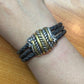 Carolyn Pollack Sterling Silver & Brass Dark Brown Braided Leather Bracelet For Women