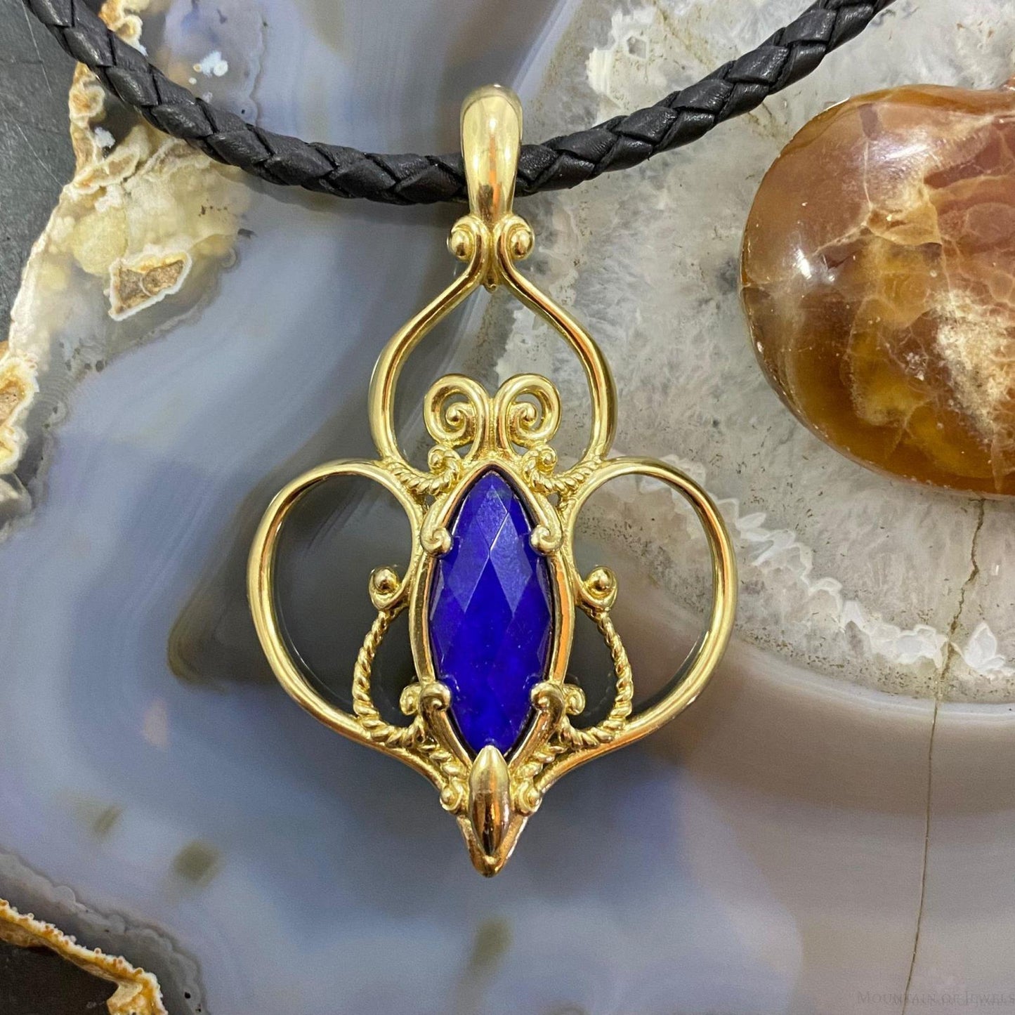 Carolyn Pollack Sterling Silver & Gold Plated Lapis Doublet Enhancer Pendant For Women