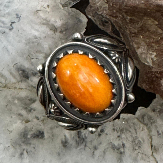 Carolyn Pollack Sterling Silver Oval Orange Spiny Oyster Decorated Dome Ring For Women