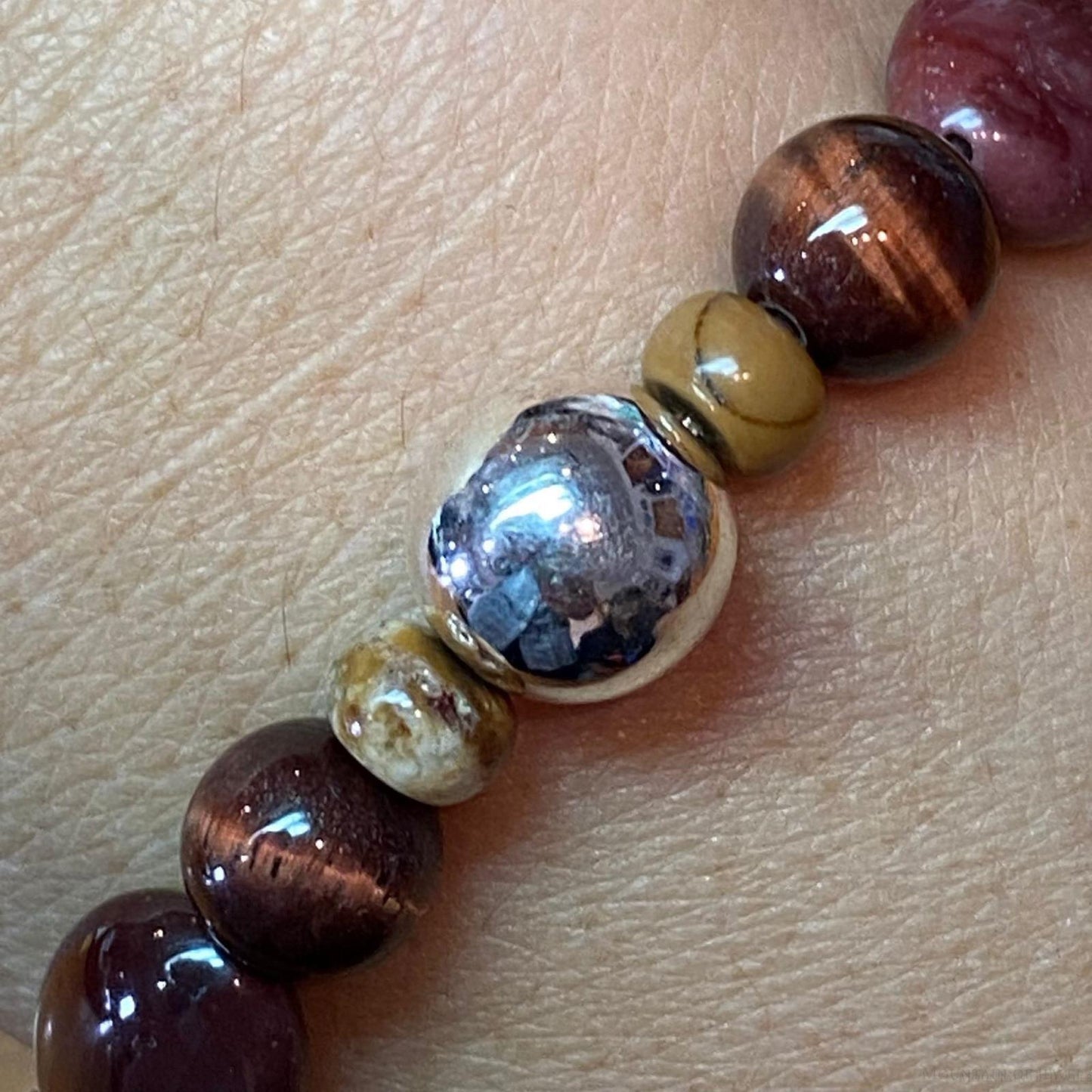 Carolyn Pollack Sterling Silver Earth Toned Multi Gemstone Bead Stretch Bracelet For Women