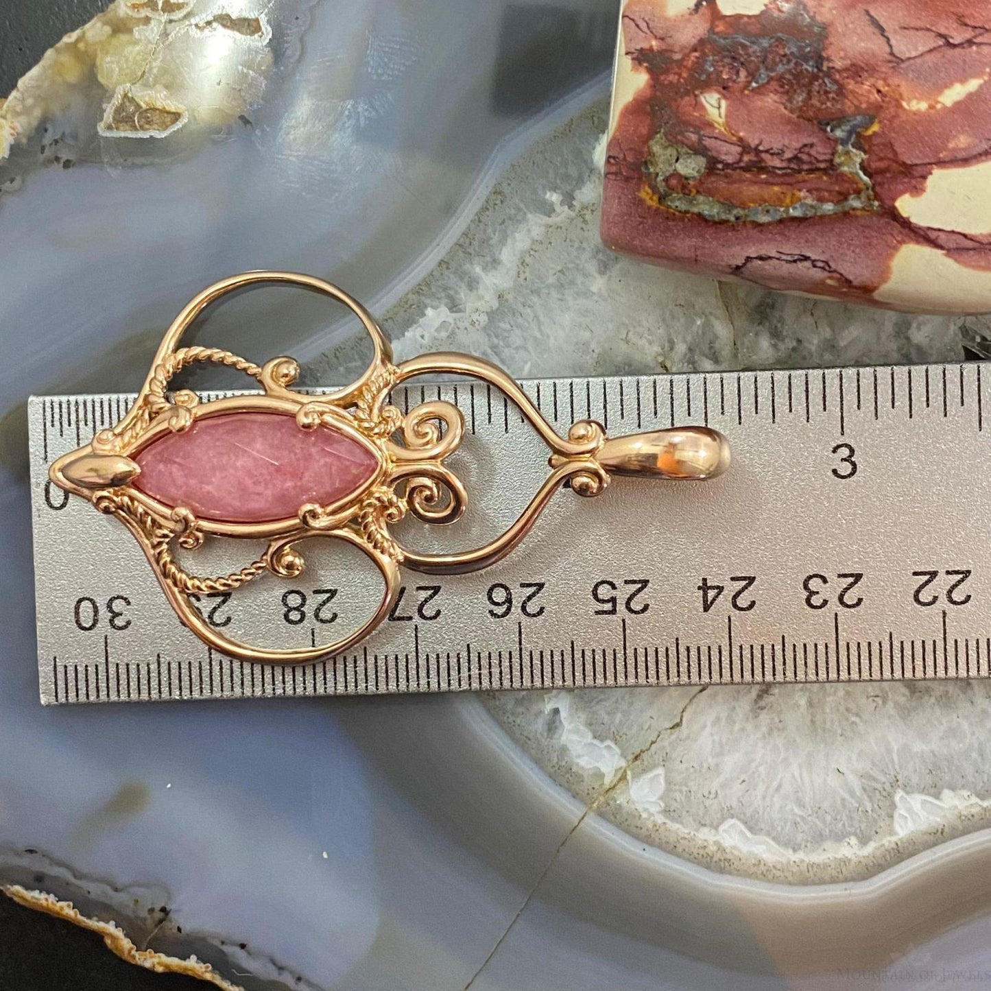 Carolyn Pollack Brass Marquise Rhodonite Doublet Enhancer Pendant For Women