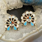 Vintage Native American Silver Multi Stone Zuni Inlay Sunface Stud Earrings For Women
