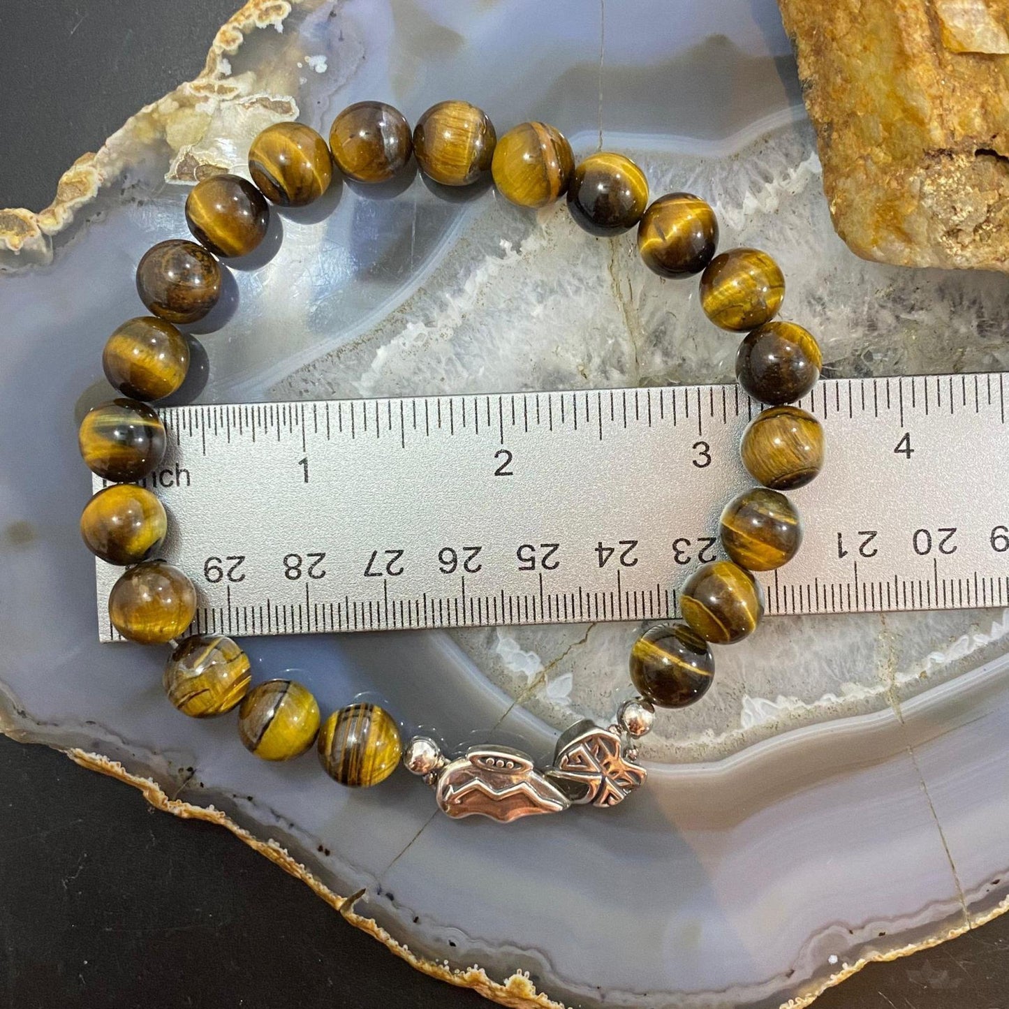 Carolyn Pollack Sterling Silver  Tiger Eye Double Spirit Animal Foldover Clasp Bracelet