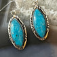 Native American Sterling Silver Marquise Kingman Turquoise Dangle Earrings For Women