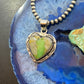 Native American Sterling Silver Boulder Ribbon Turquoise Heart Pendant For Women