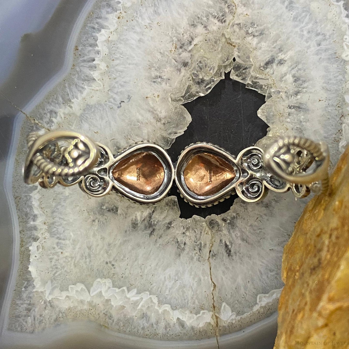 Carolyn Pollack Vintage Sterling Silver & Copper Decorated Bracelet For Women