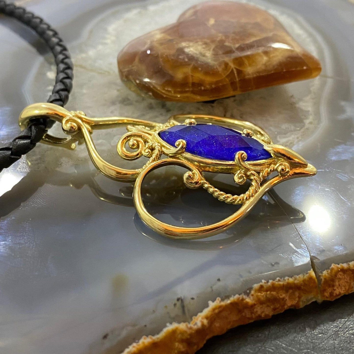 Carolyn Pollack Sterling Silver & Gold Plated Lapis Doublet Enhancer Pendant For Women