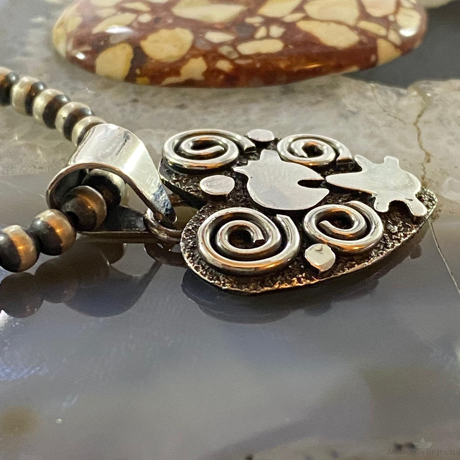 Alex Sanchez Native American Sterling Petroglyph Heart Pendant For Women #1 - Mountain of Jewels