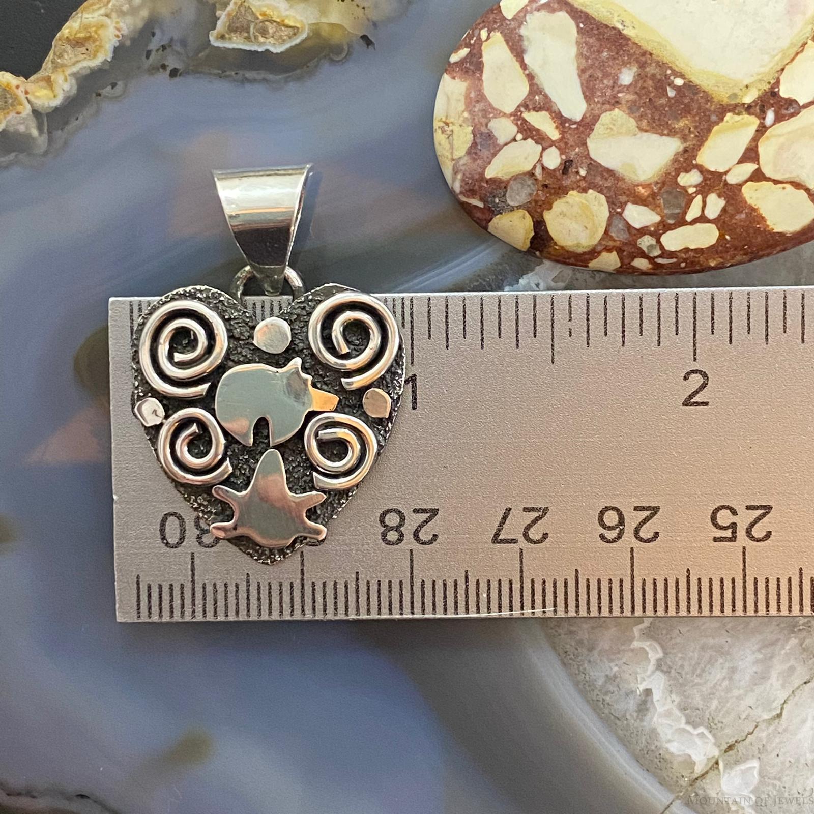 Alex Sanchez Native American Sterling Petroglyph Heart Pendant For Women #1 - Mountain of Jewels