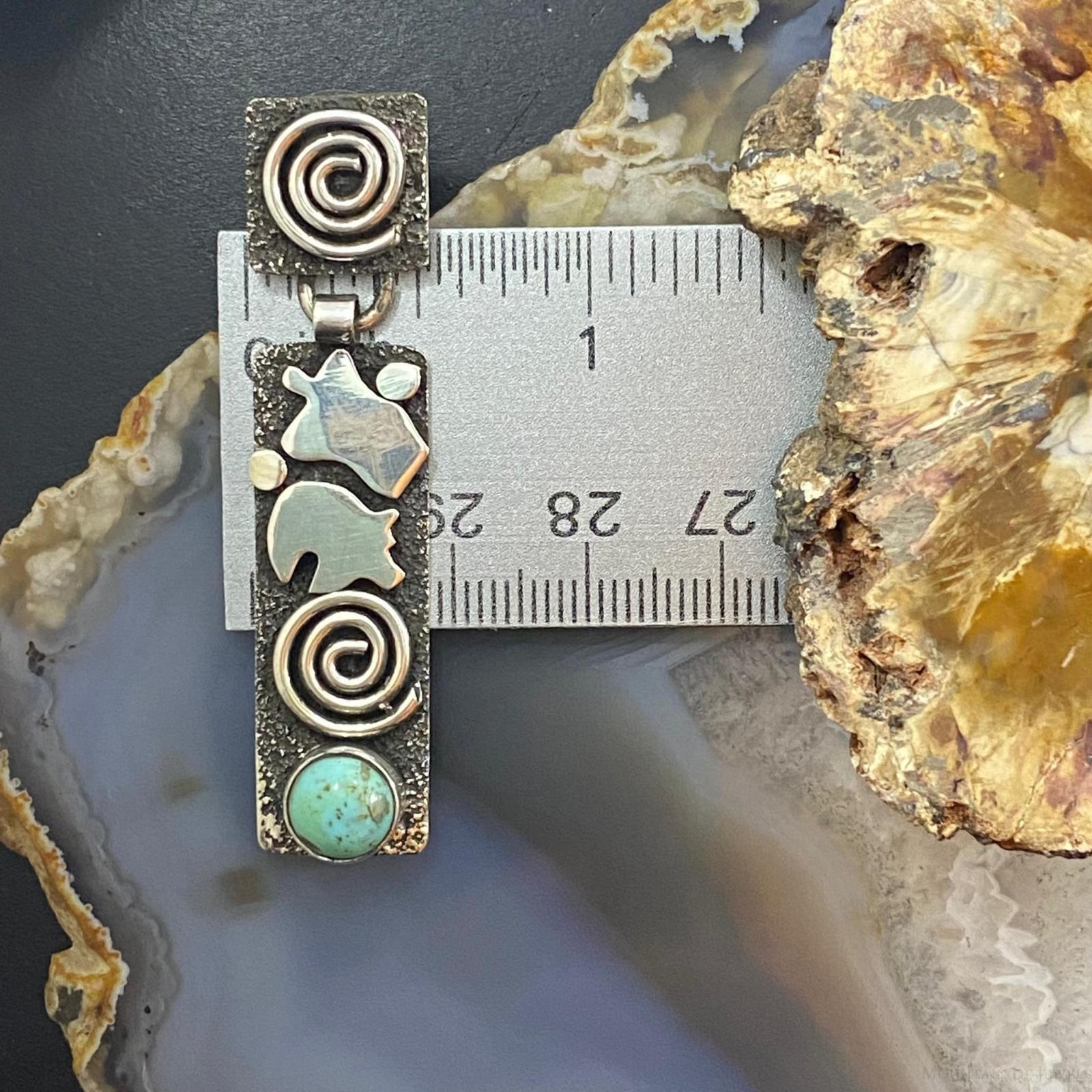 Alex Sanchez Native American Sterling Silver Turquoise Petroglyph Earrings For Women - Mountain of Jewels