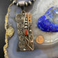 Alex Sanchez New Style Sterling Silver Coral Rectangle Unisex Petroglyph Pendant - Mountain of Jewels